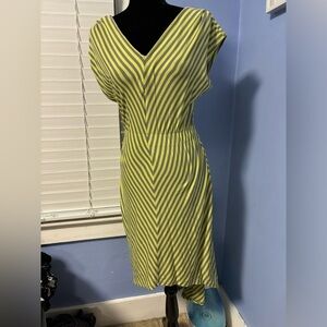 Mossimo Striped V Neckline High Low Hem Dress small green and gray stripes